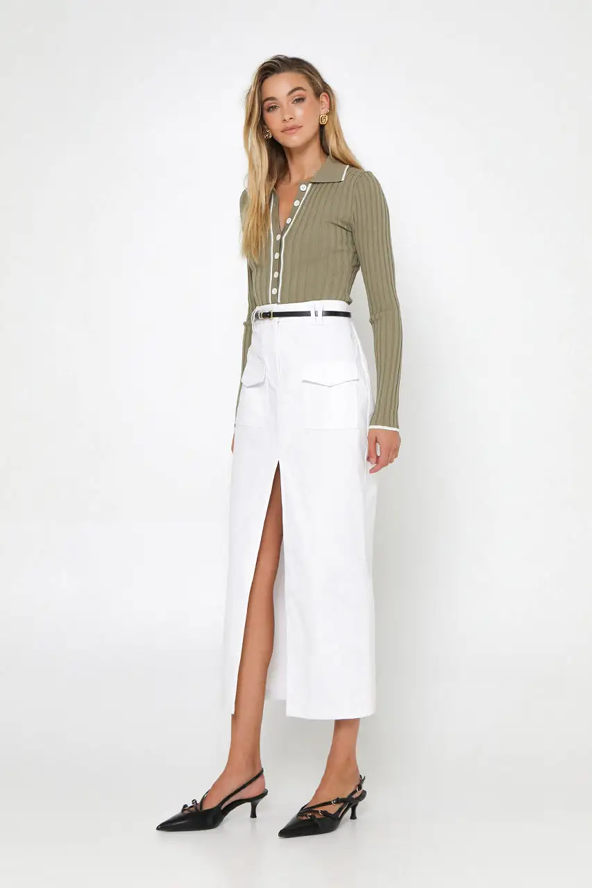 Evan Midi Skirt | White