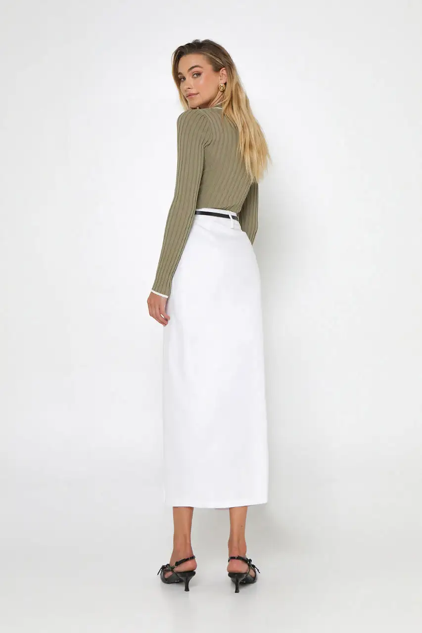 Evan Midi Skirt | White