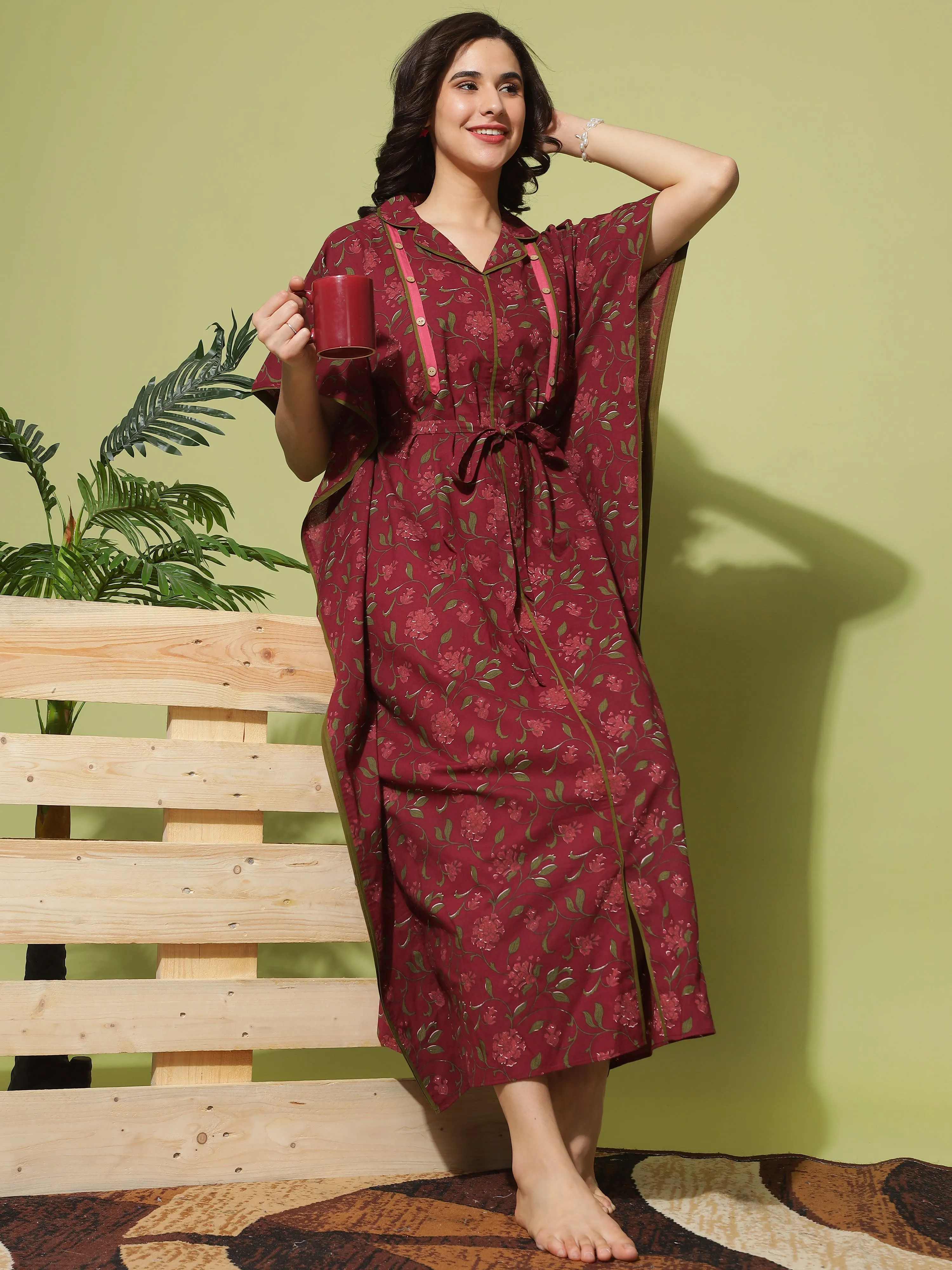 Fashionable and Functional: Maroon Floral Dress for Nursing Moms