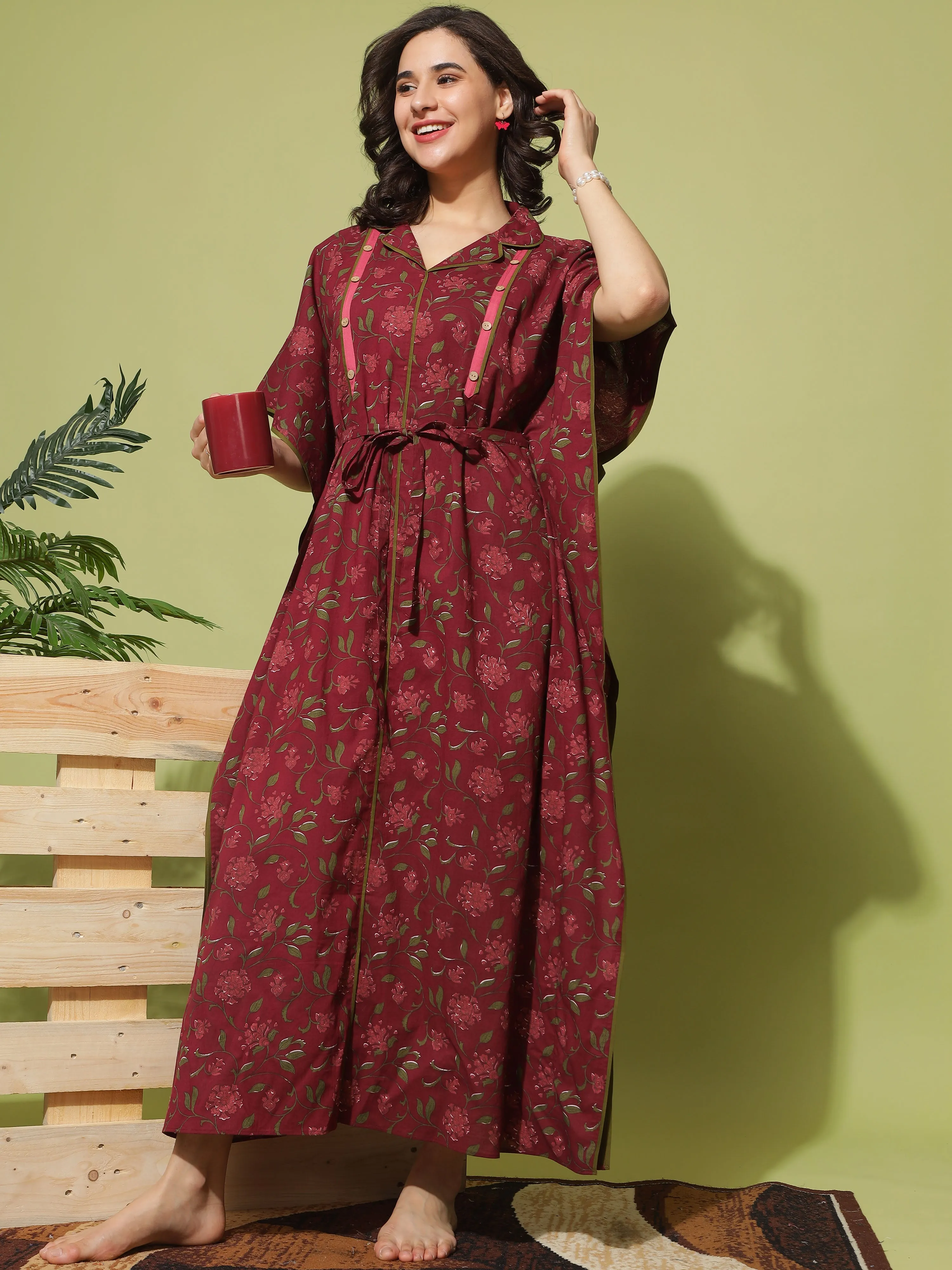 Fashionable and Functional: Maroon Floral Dress for Nursing Moms