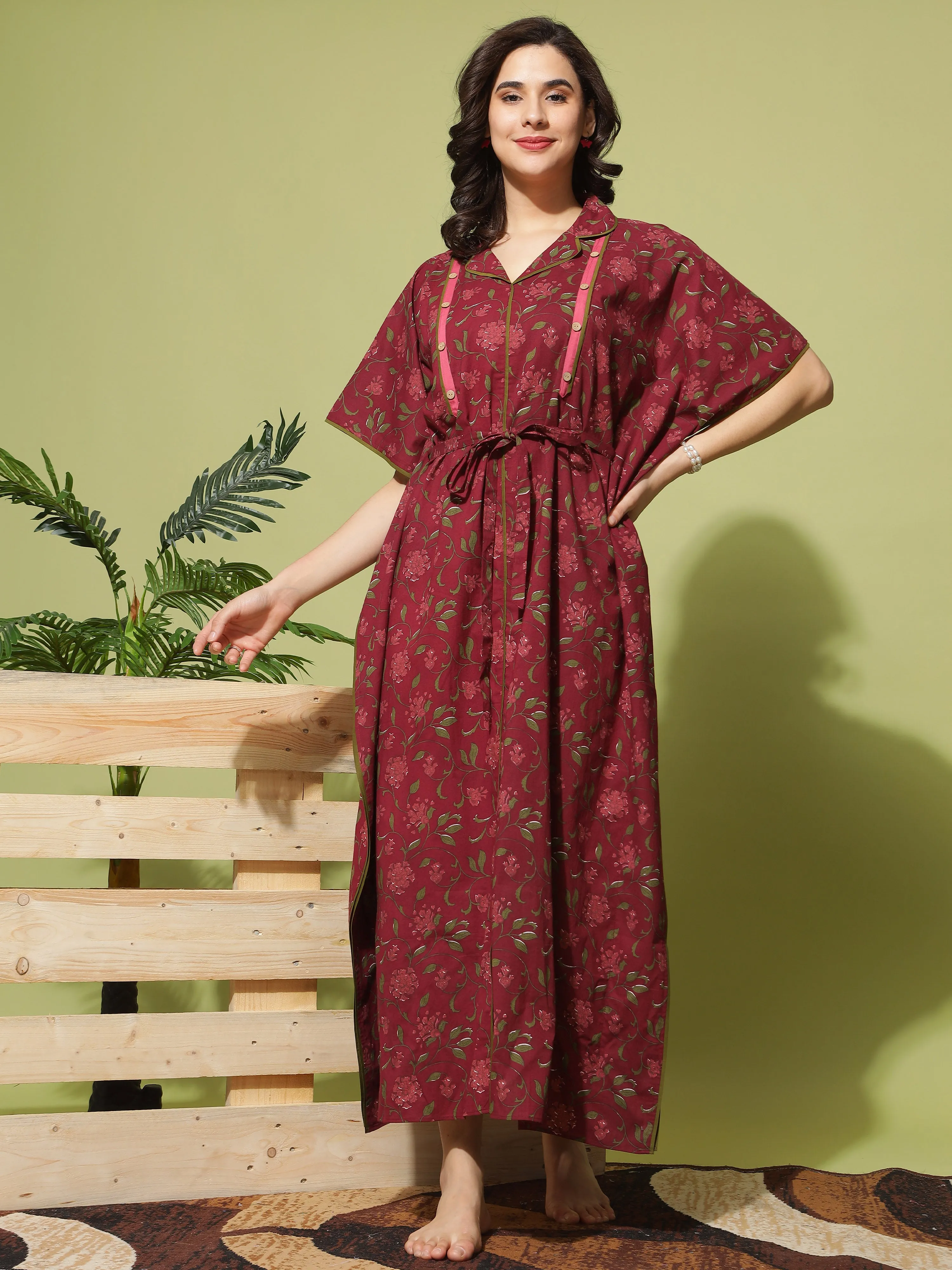 Fashionable and Functional: Maroon Floral Dress for Nursing Moms