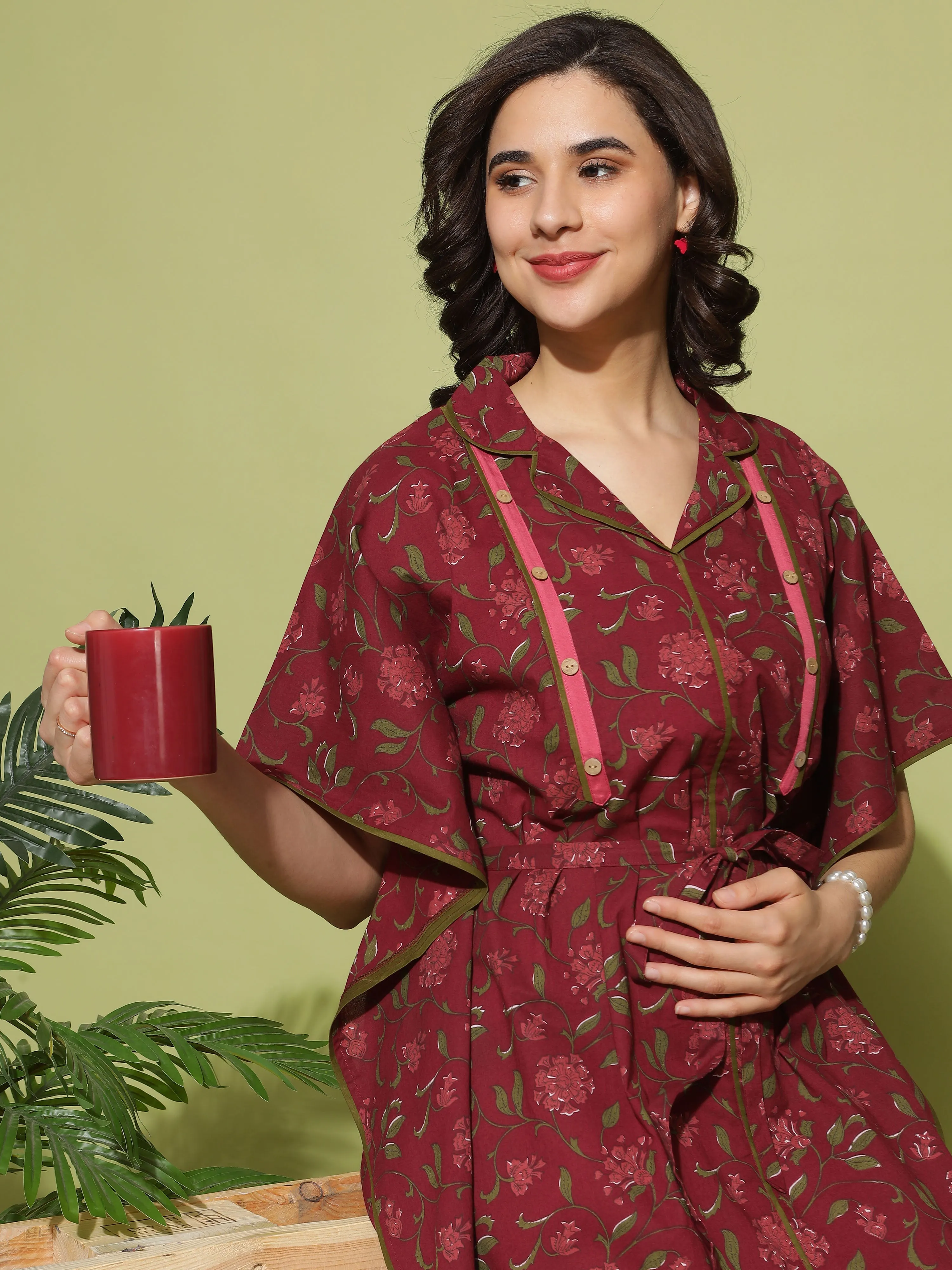 Fashionable and Functional: Maroon Floral Dress for Nursing Moms