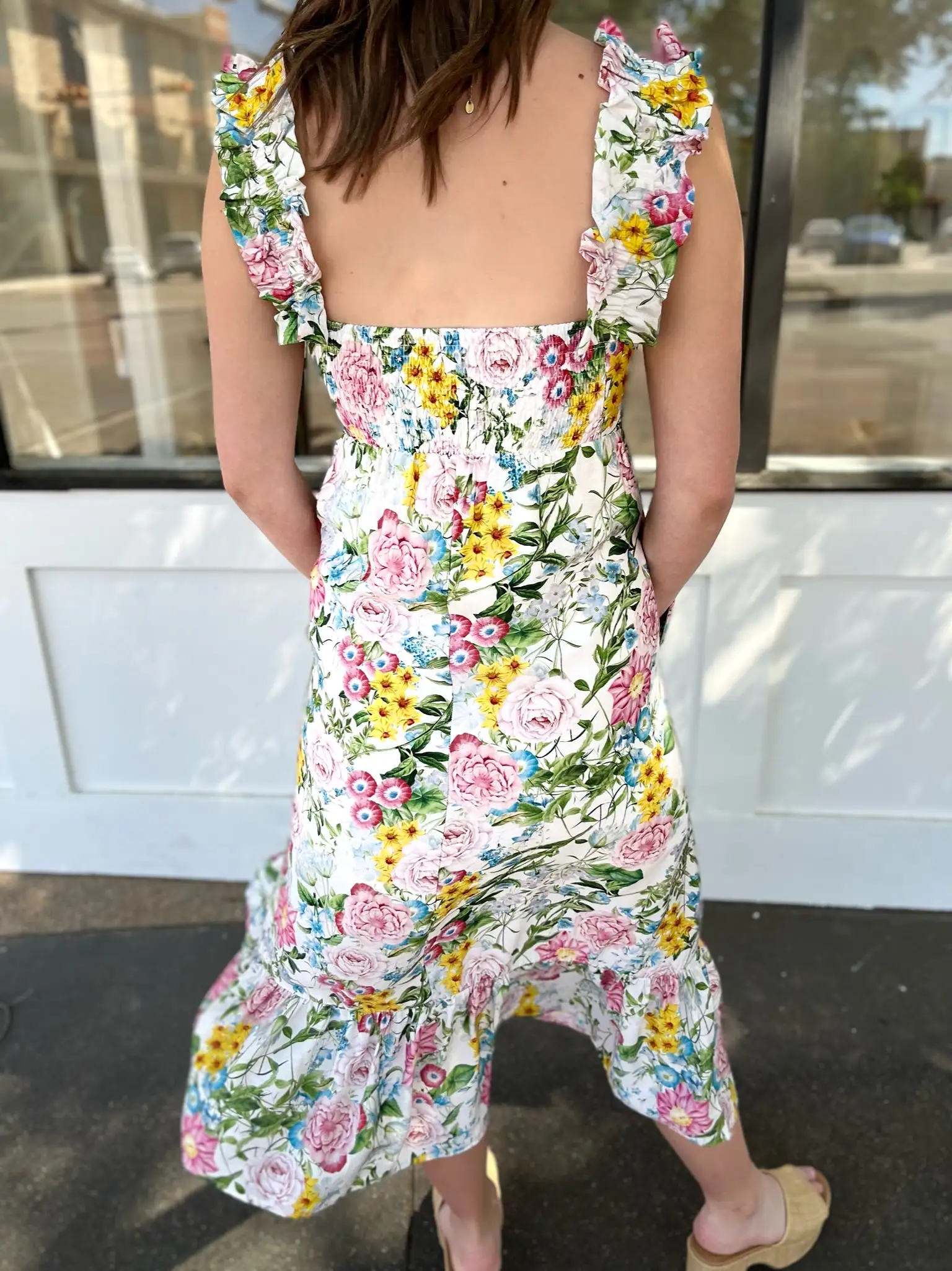 Floral Midi Dress - White