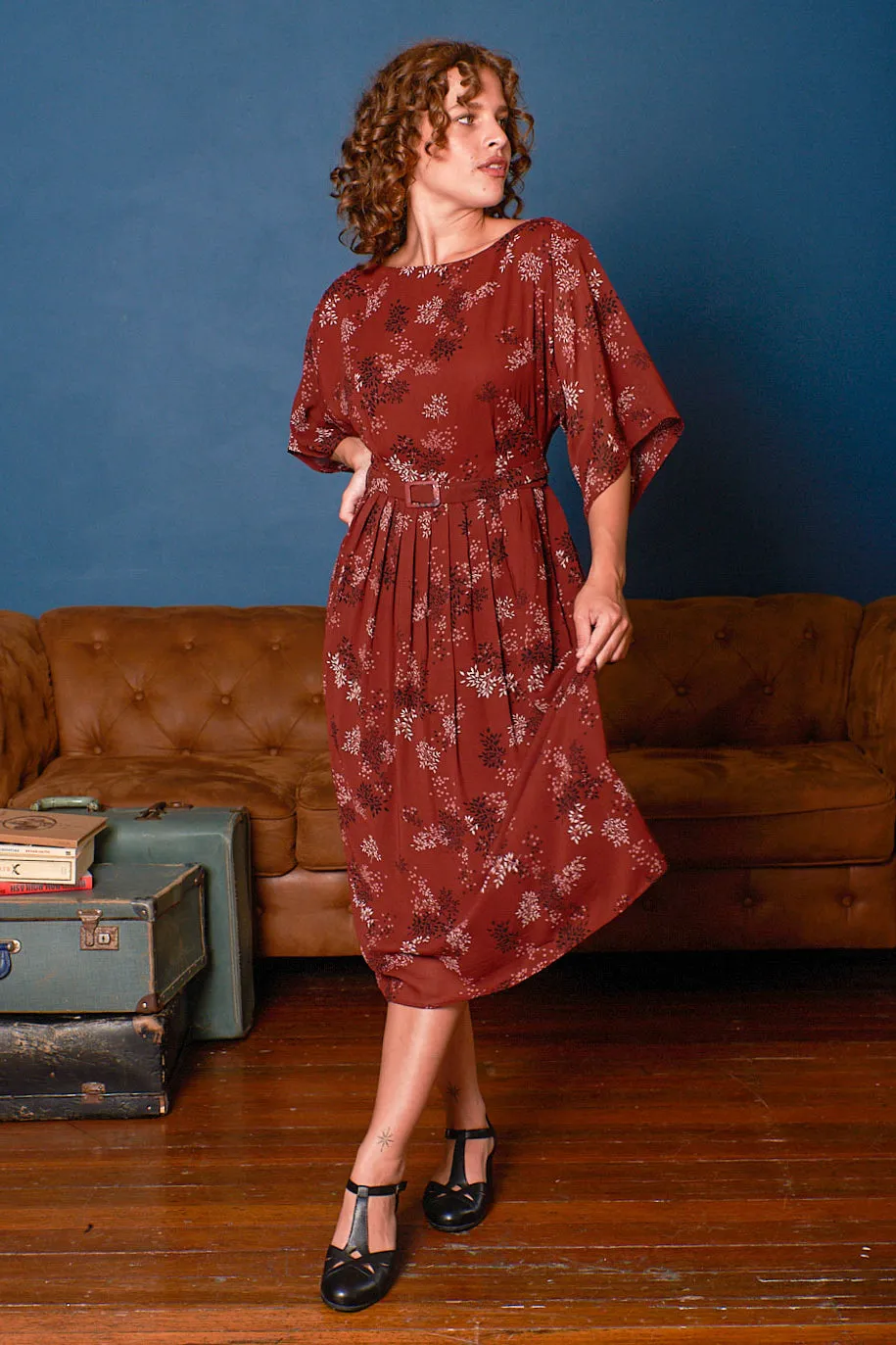 Freida Wine Floral Dress