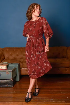 Freida Wine Floral Dress