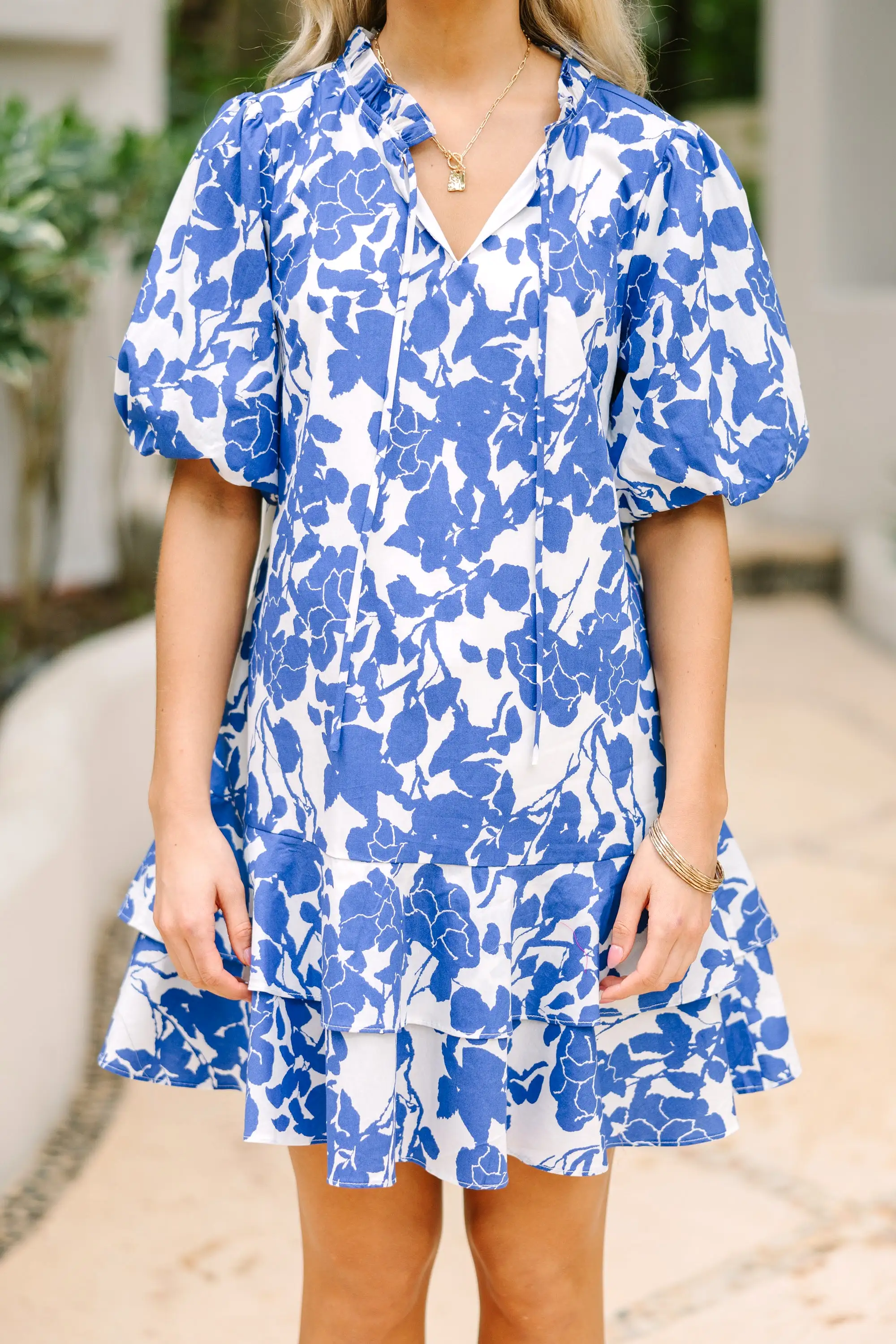 Get What You Love Blue Floral Dress