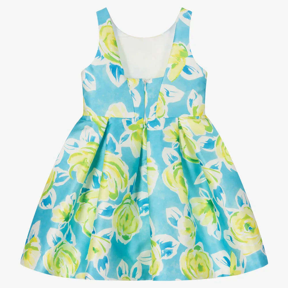 Girls Blue & Yellow Floral Dress