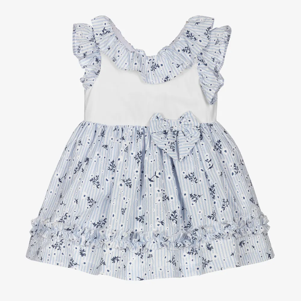 Girls Blue Floral Dress Set