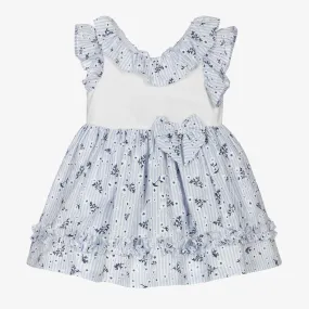 Girls Blue Floral Dress Set