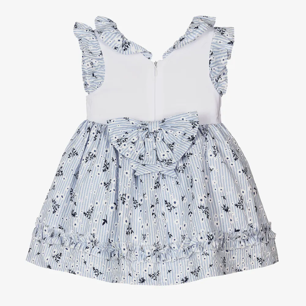 Girls Blue Floral Dress Set