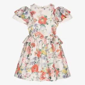 Girls Ivory Floral Dress