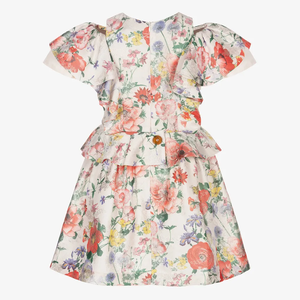 Girls Ivory Floral Dress