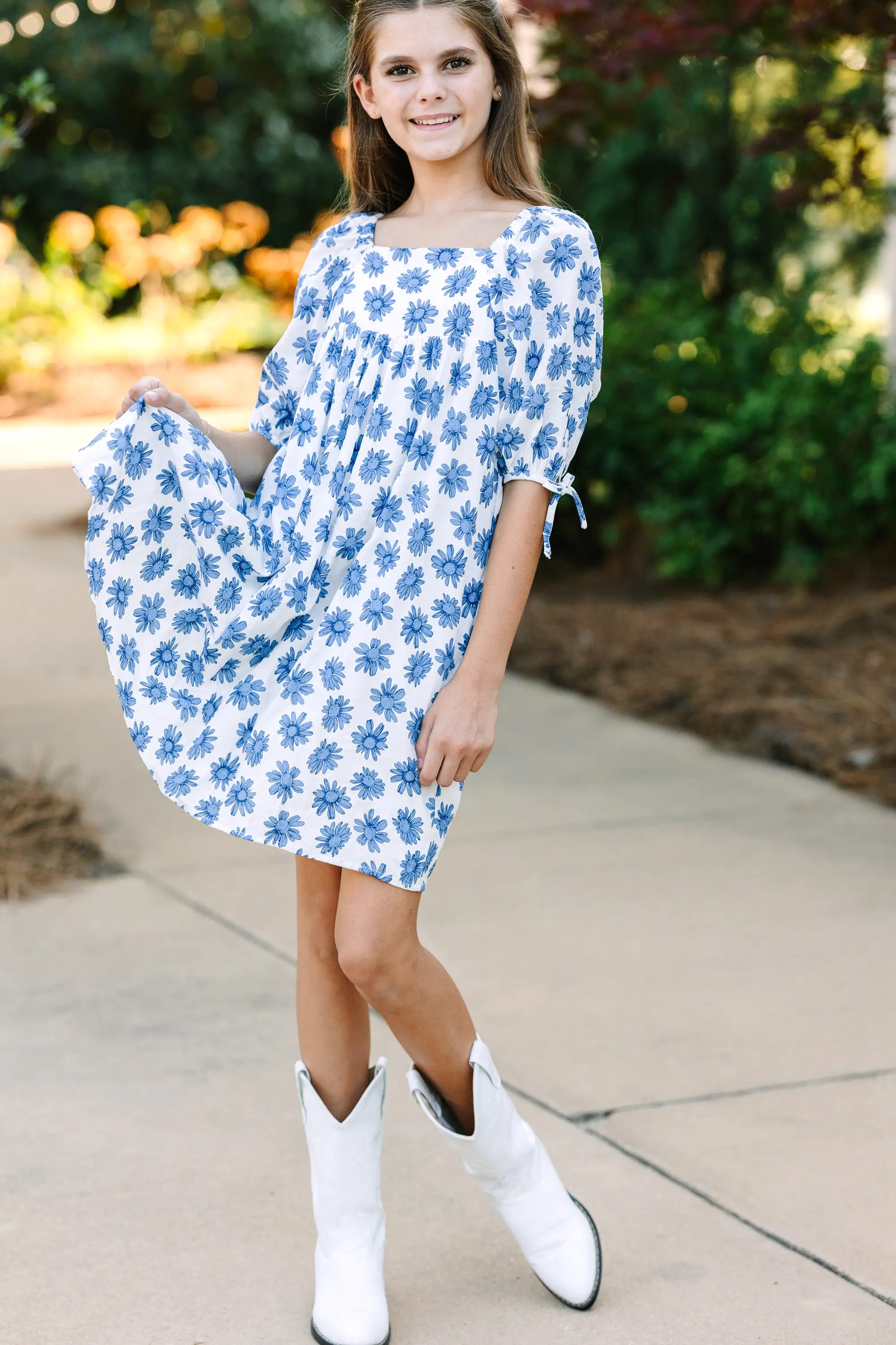 Girls:Take Your Time Blue Floral Dress