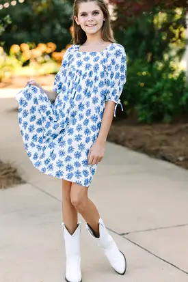 Girls:Take Your Time Blue Floral Dress