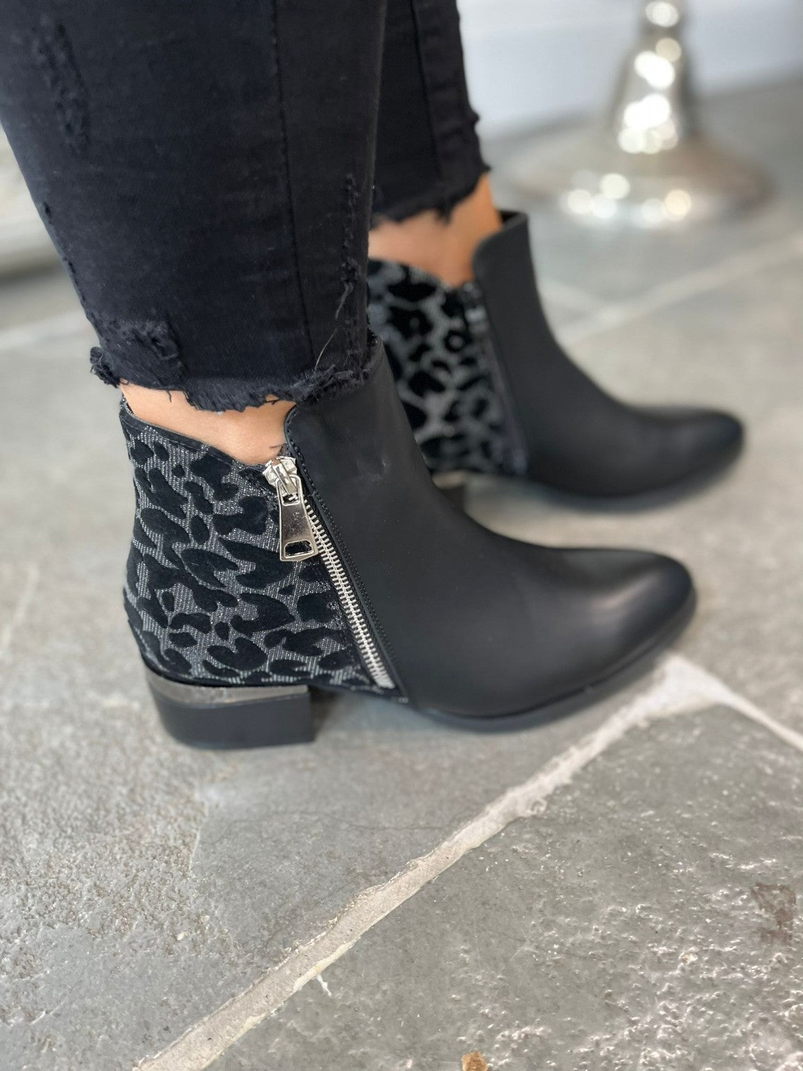 Half Leopard Ankle Boots Heidi