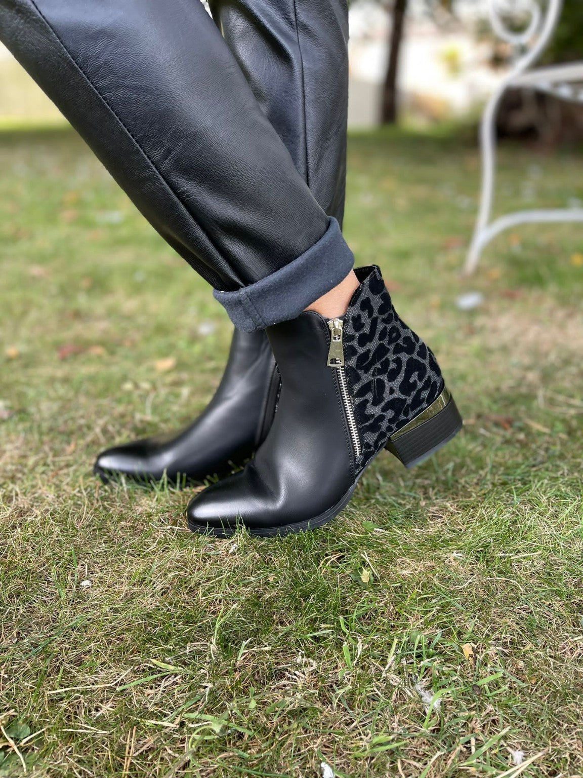 Half Leopard Ankle Boots Heidi