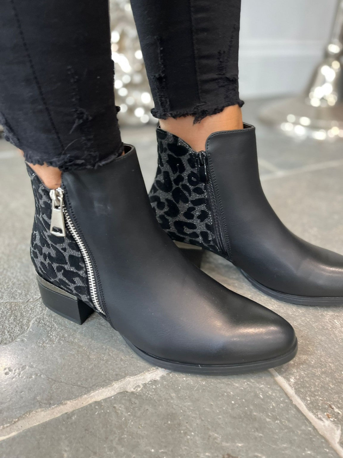 Half Leopard Ankle Boots Heidi