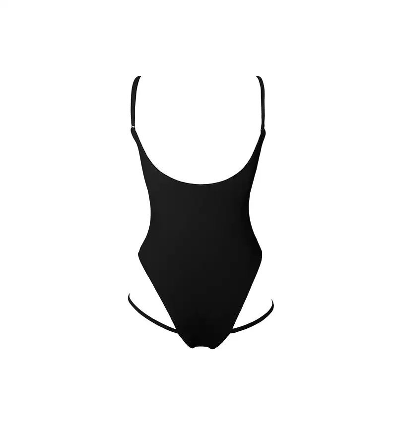 Hamade Activewear Hollow Front Bodysuit - Black