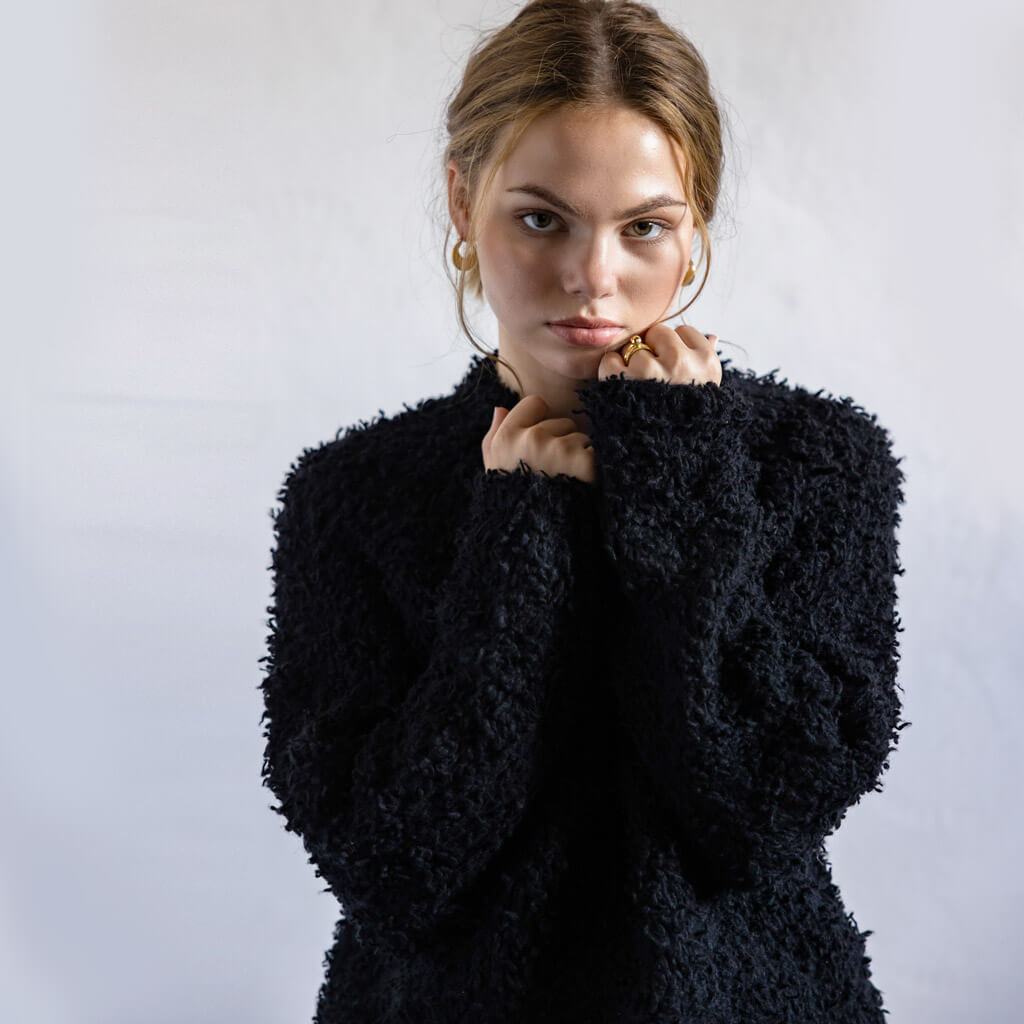 Handknit Zero Waste Cashmere Sweater - Black