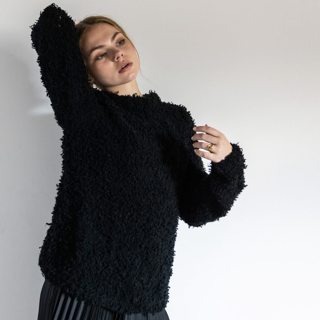 Handknit Zero Waste Cashmere Sweater - Black