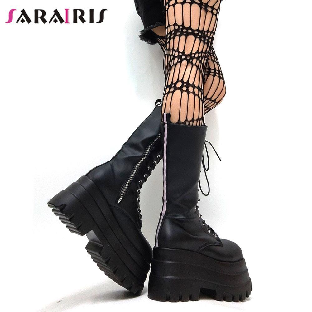 High Heels Platform Shoes Motorcycle Boots