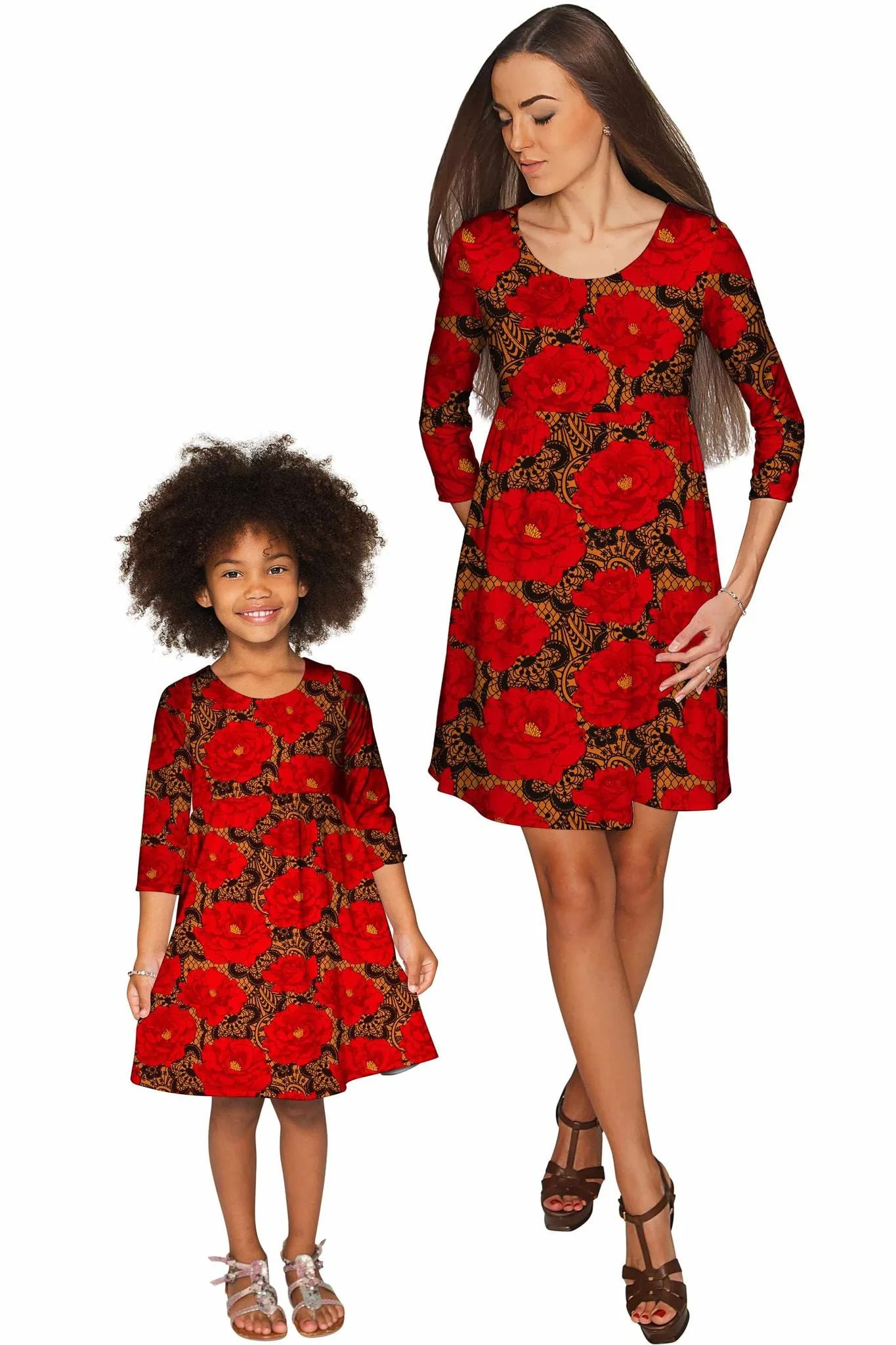 Hot Tango Gloria Empire Waist Red Floral Dress - Women