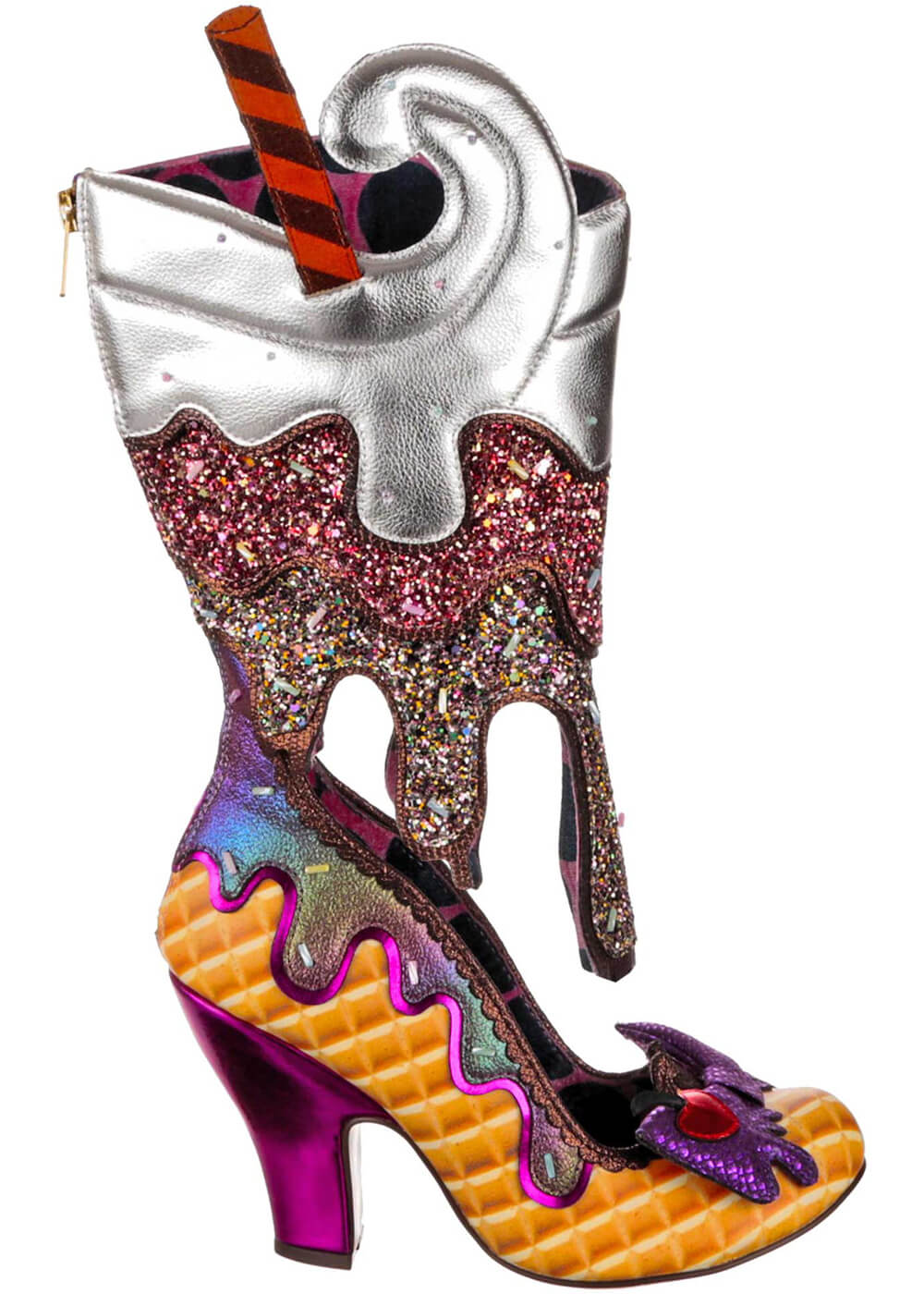 Irregular Choice Cherry On Top Ice Cream Boots Black