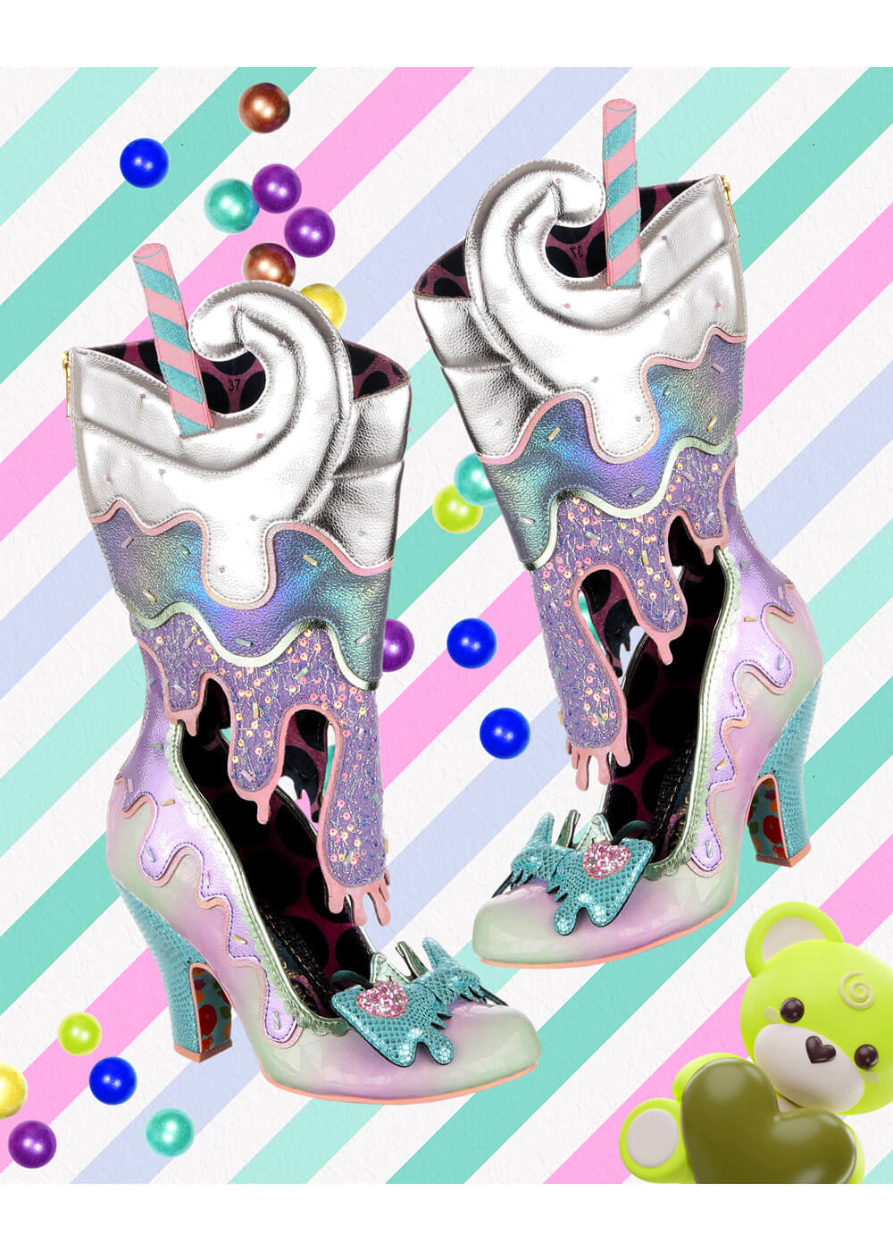 Irregular Choice Cherry On Top Ice Cream Boots Lilac