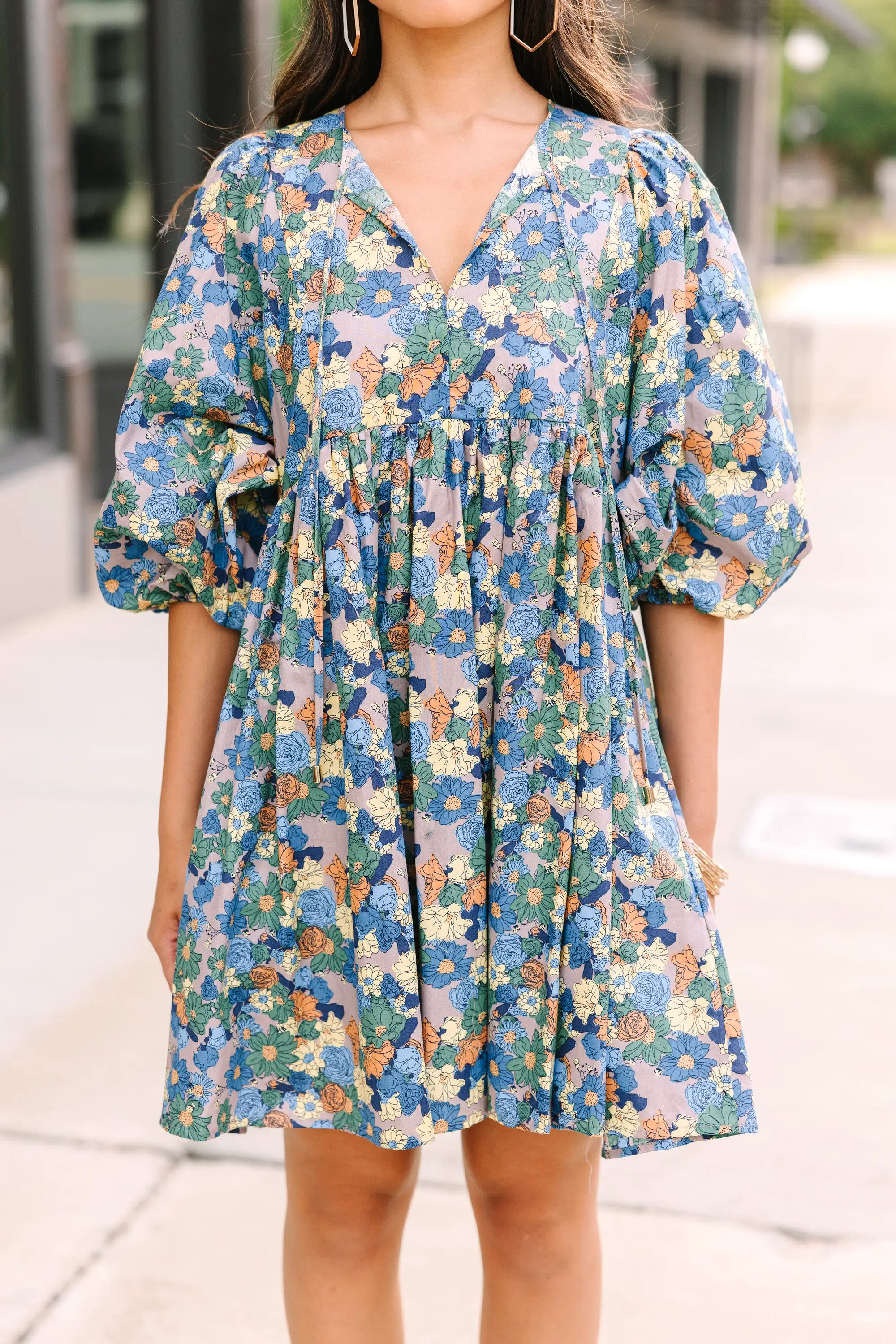 It's All True Navy Blue Floral Dress