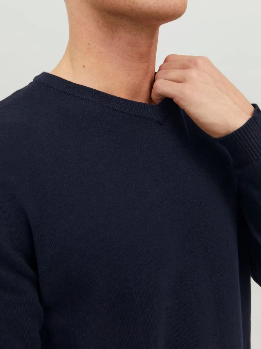 Jack & Jones Basic Knit V-Neck Jumper Navy Blazer