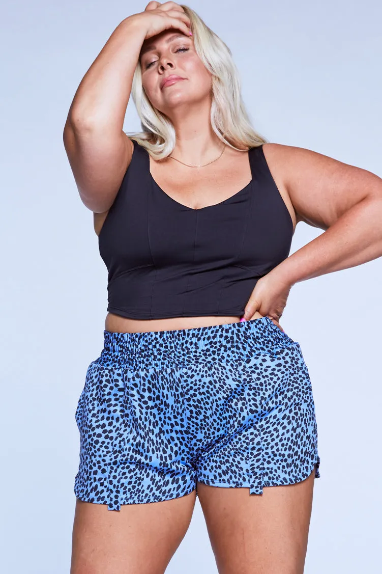 Jenna Streamline Shorts Iris Cheetah