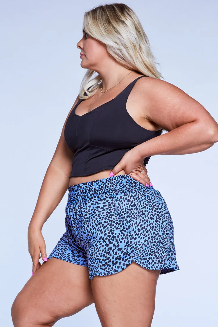 Jenna Streamline Shorts Iris Cheetah