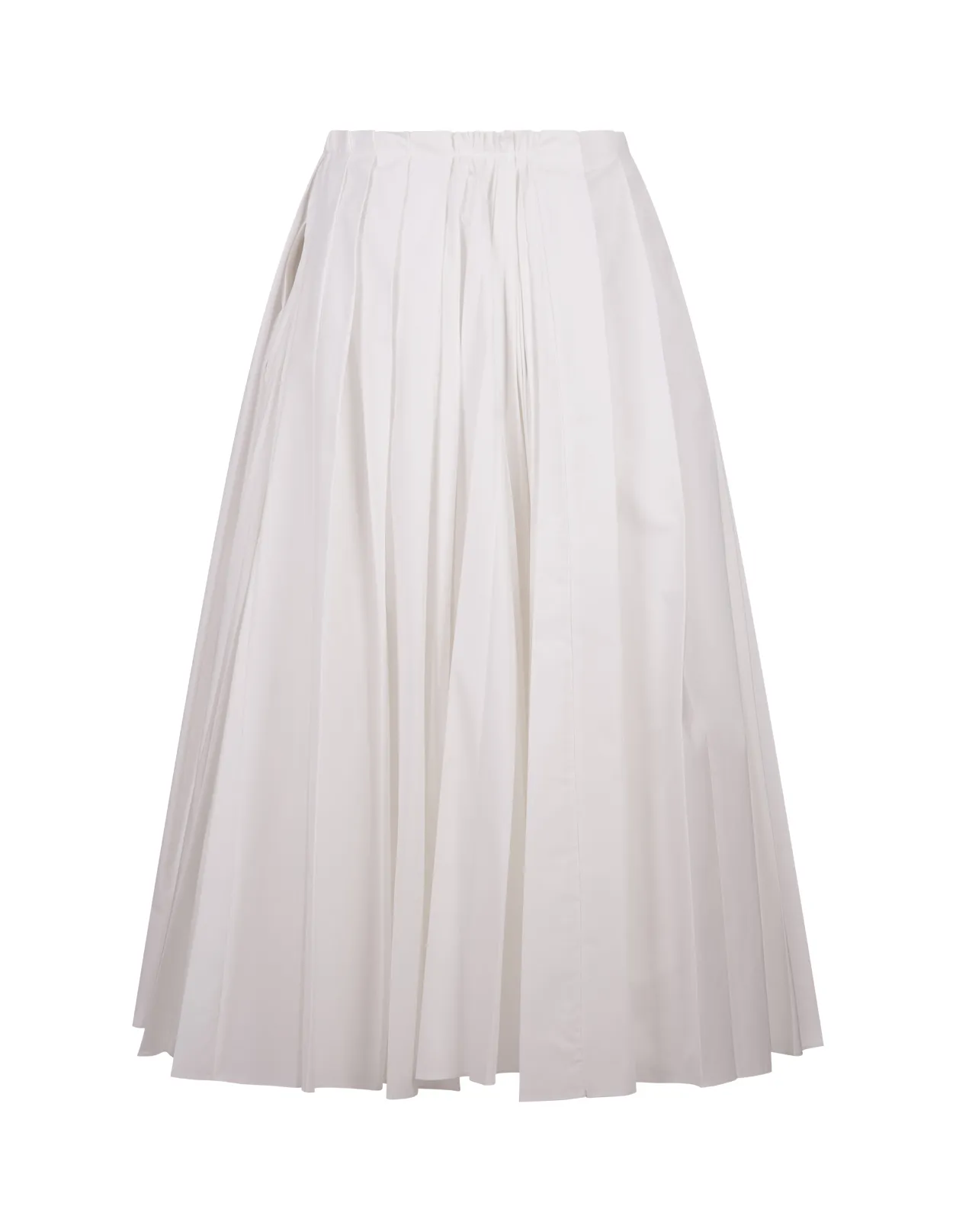 JIL SANDER White Organza Muslin Pleated Midi Skirt