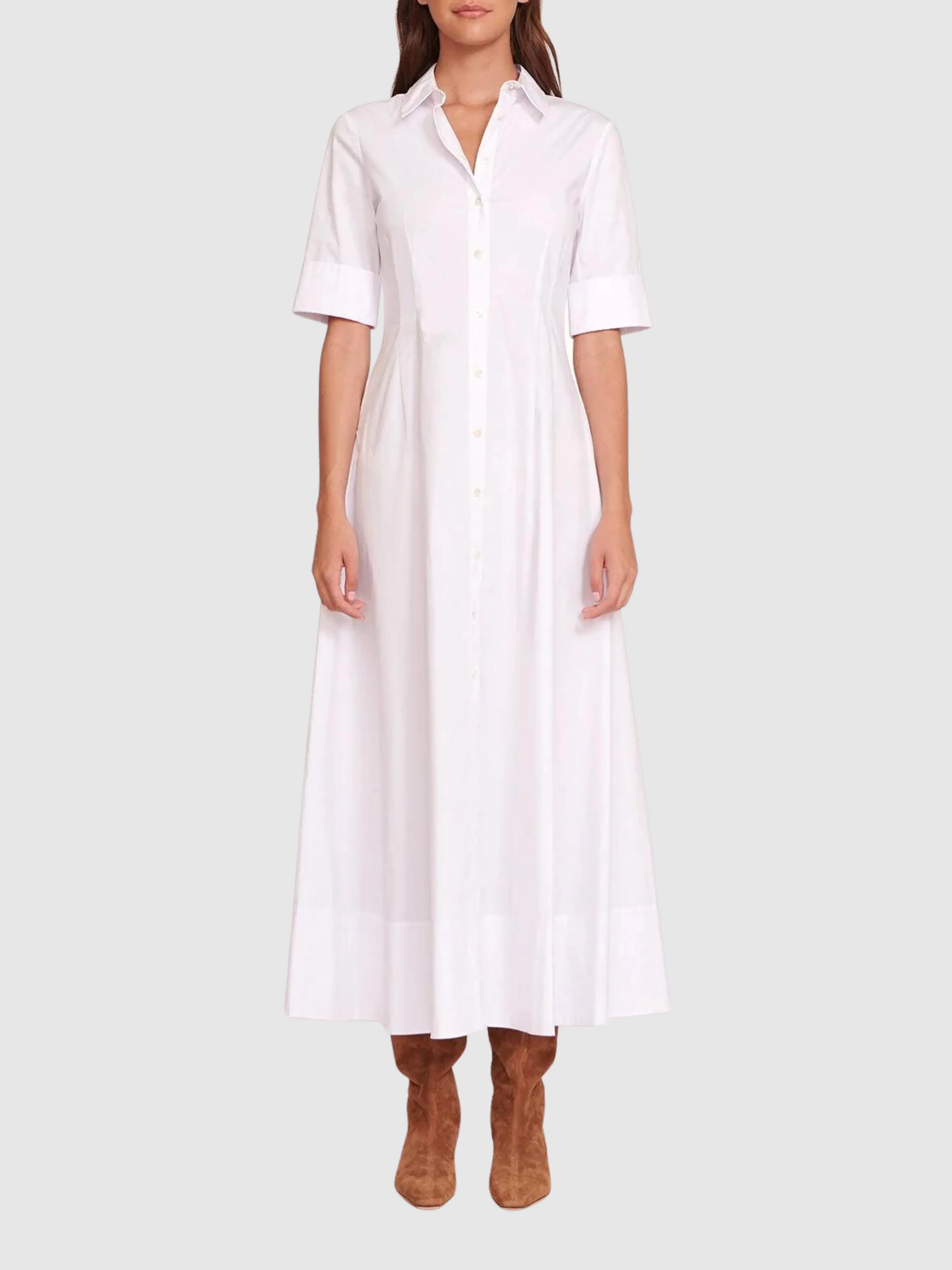 Joan White Maxi Shirt Dress