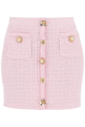 knitted mini skirt with jewel buttons