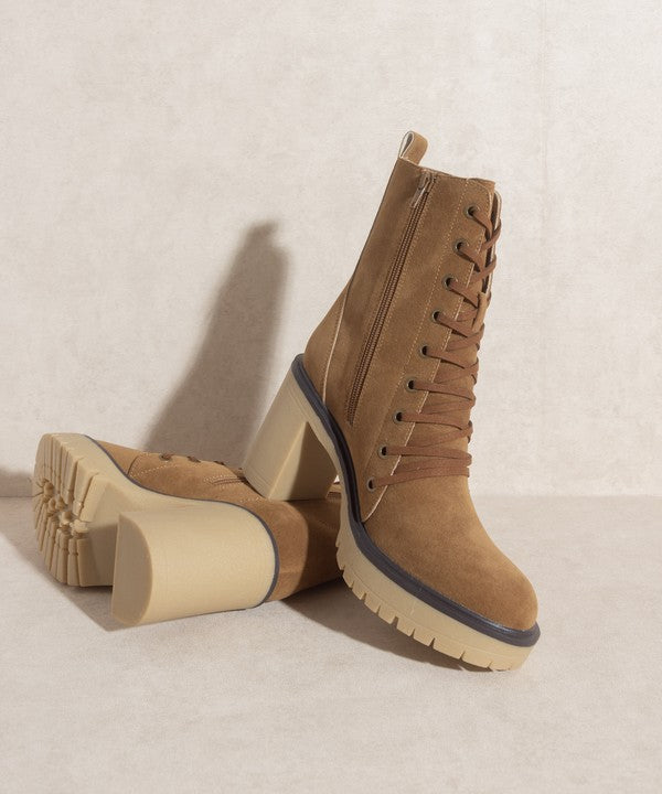 Latte Jenna Platform Military Boots