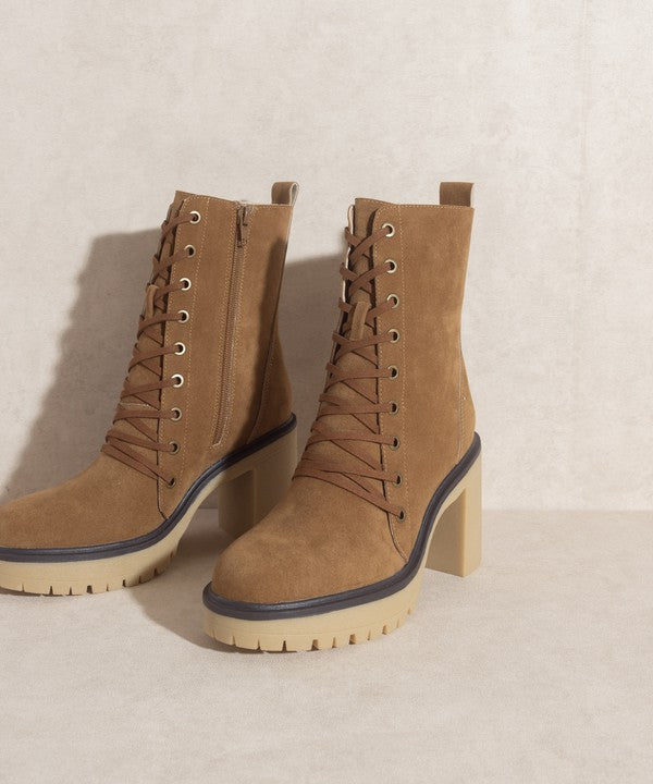 Latte Jenna Platform Military Boots