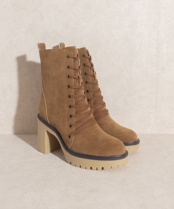 Latte Jenna Platform Military Boots