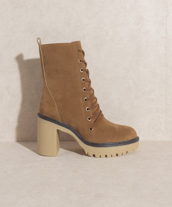 Latte Jenna Platform Military Boots