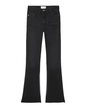 Le Crop Mini Boot Raw Fray Jean in Black Thorn