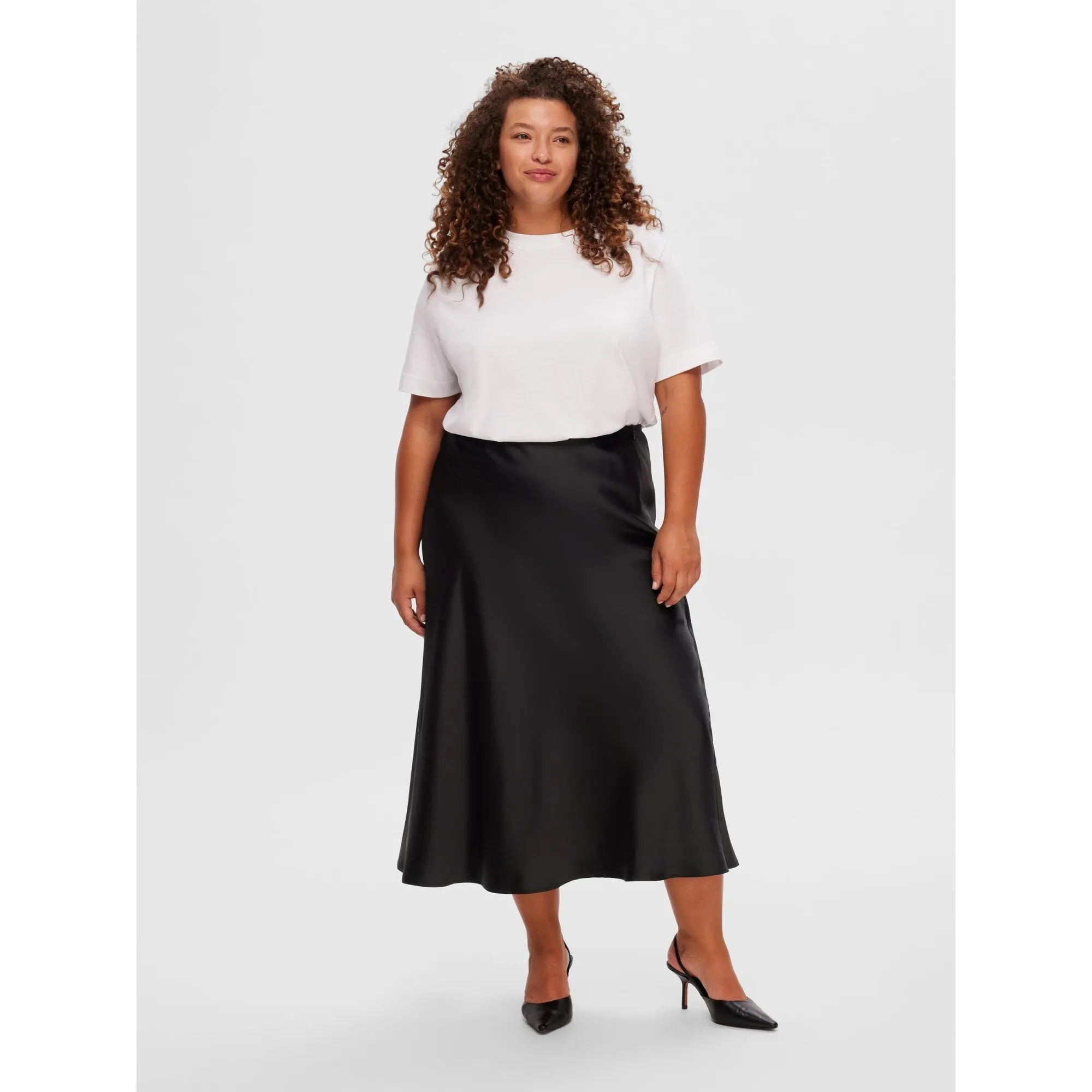 Lena Satin Midi Skirt