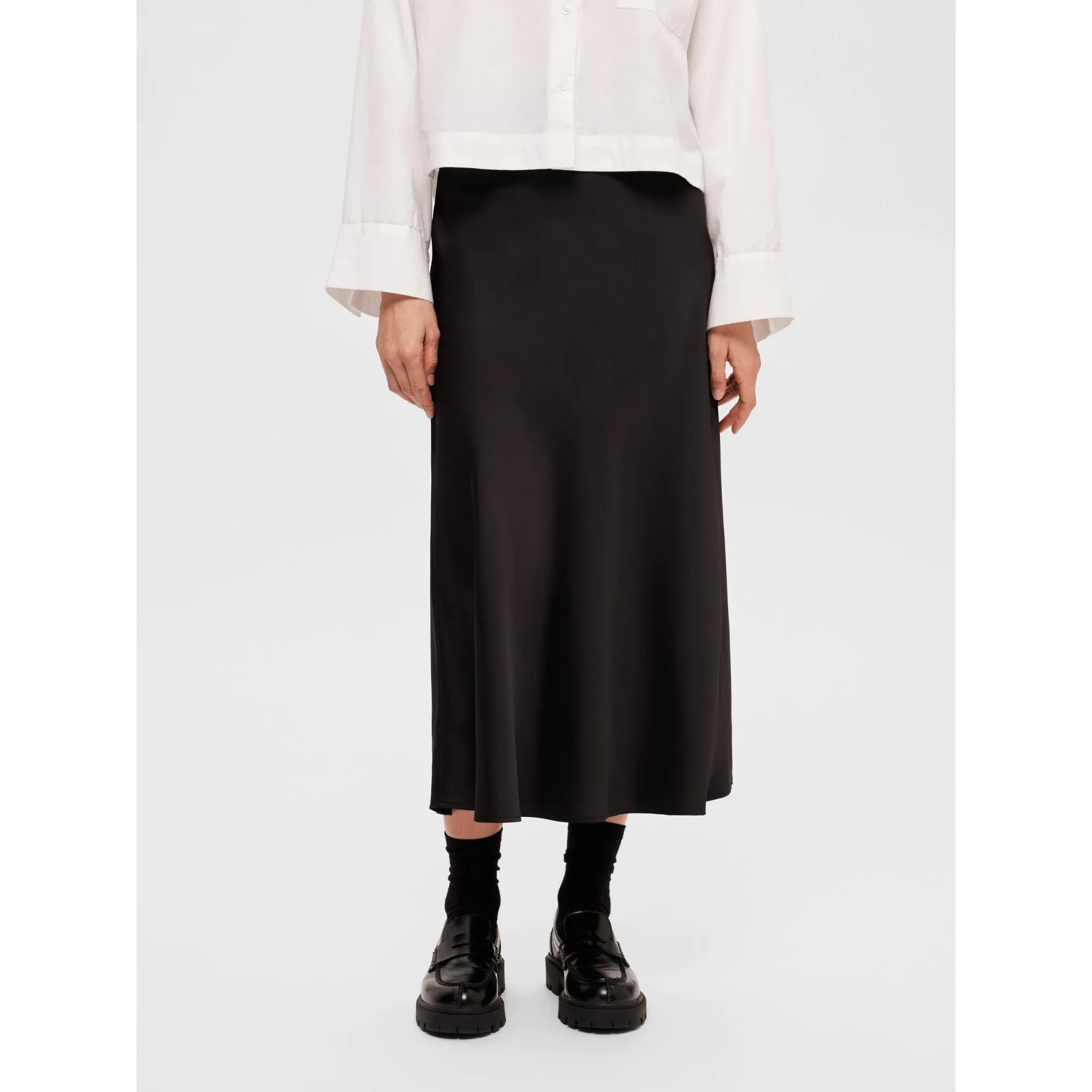 Lena Satin Midi Skirt