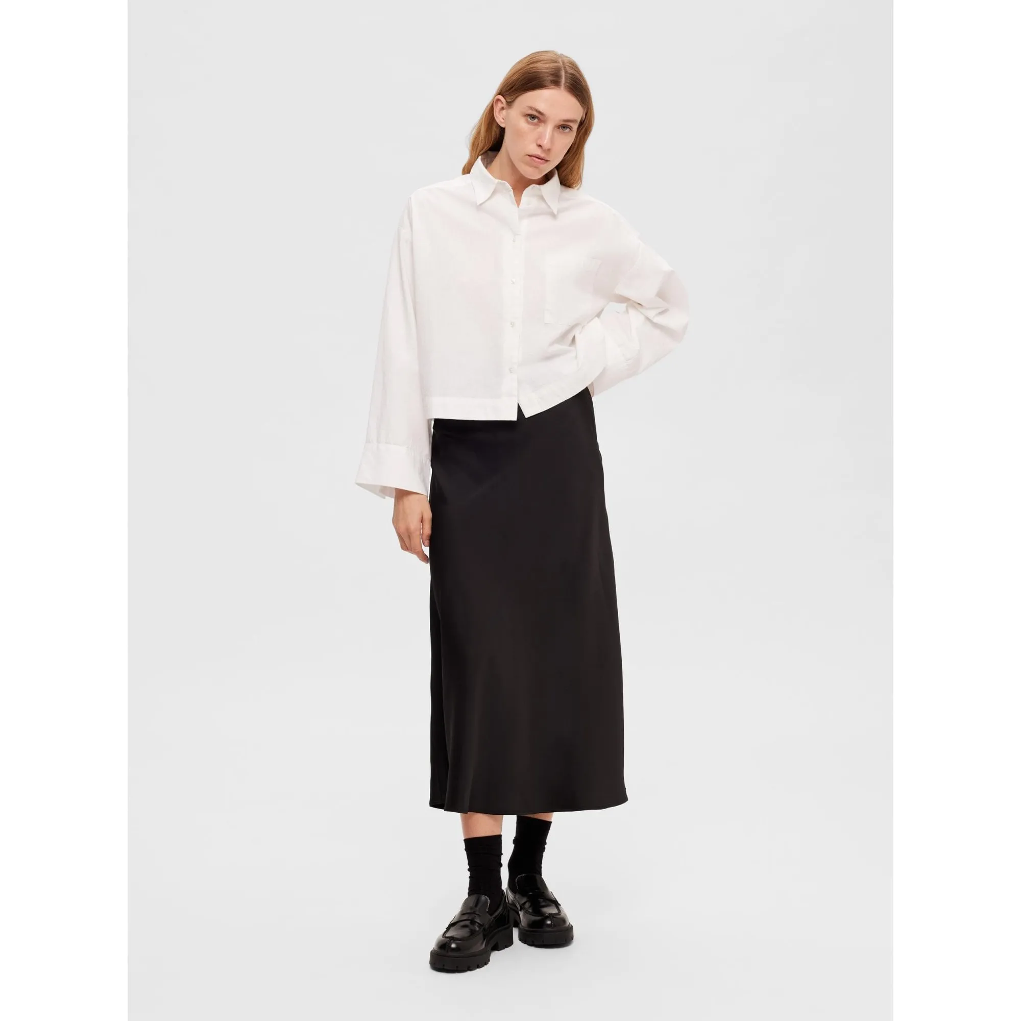 Lena Satin Midi Skirt