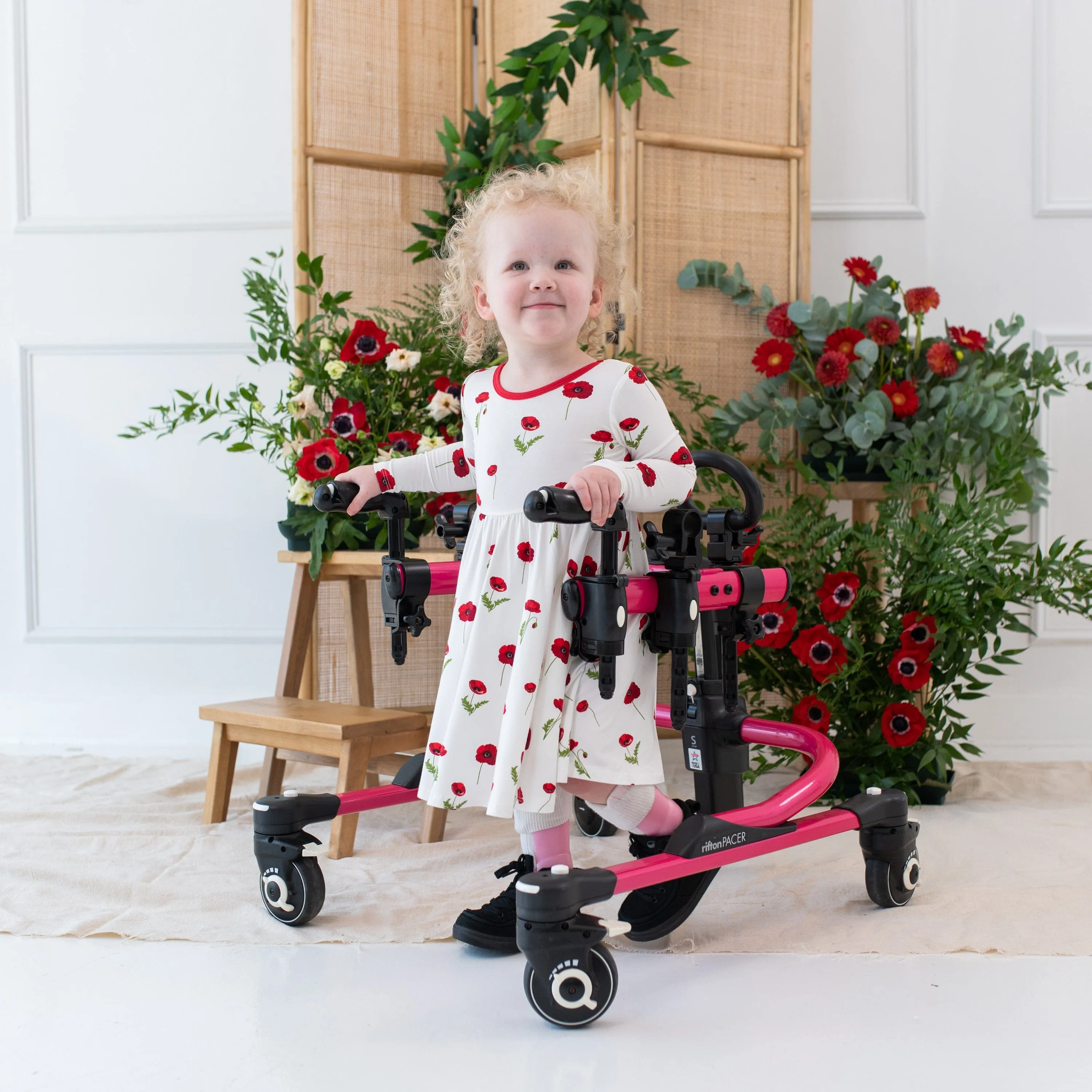 Long Sleeve Twirl Dress in Cloud Poppies