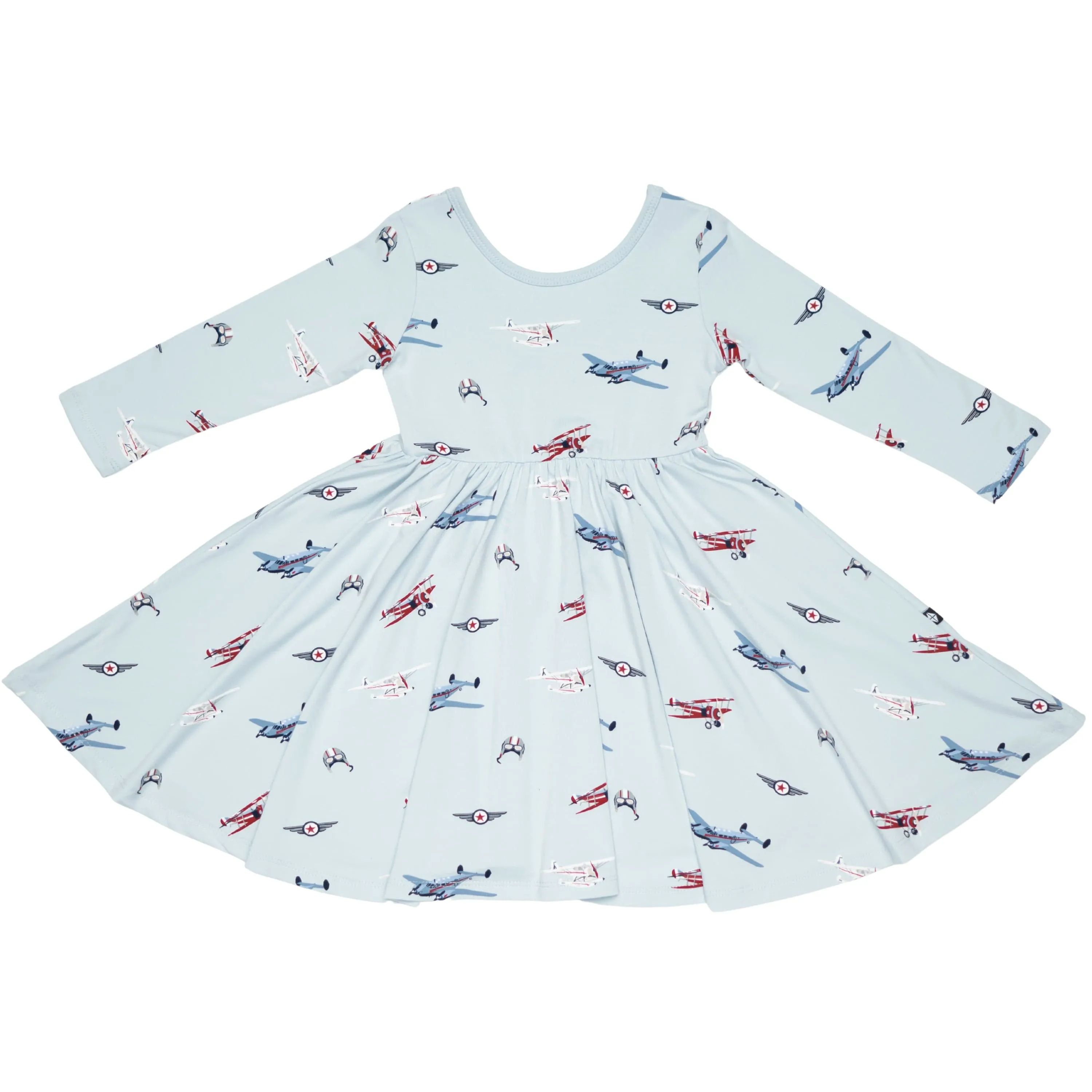 Long Sleeve Twirl Dress in Vintage Planes