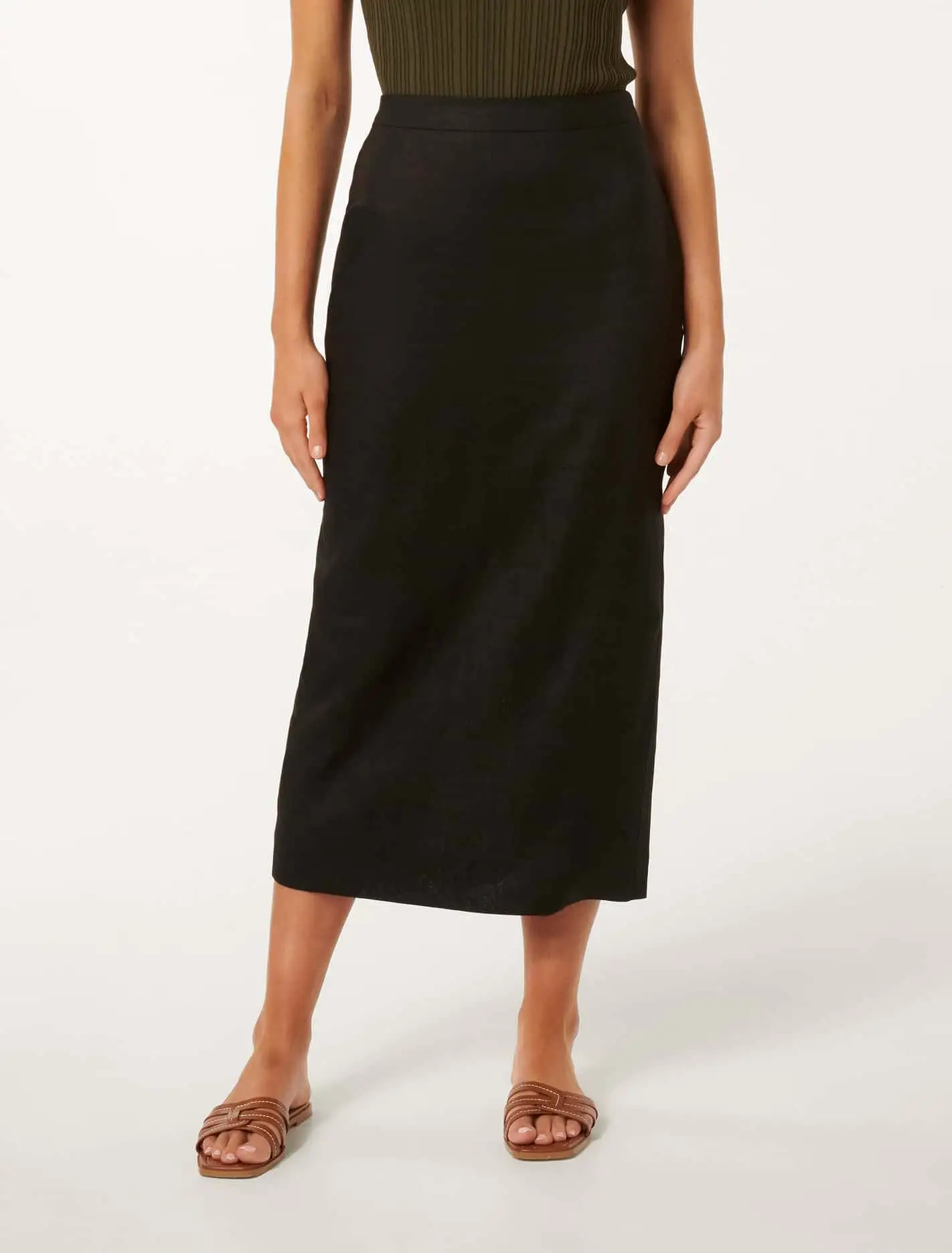 Lucy Linen Column Midi Skirt