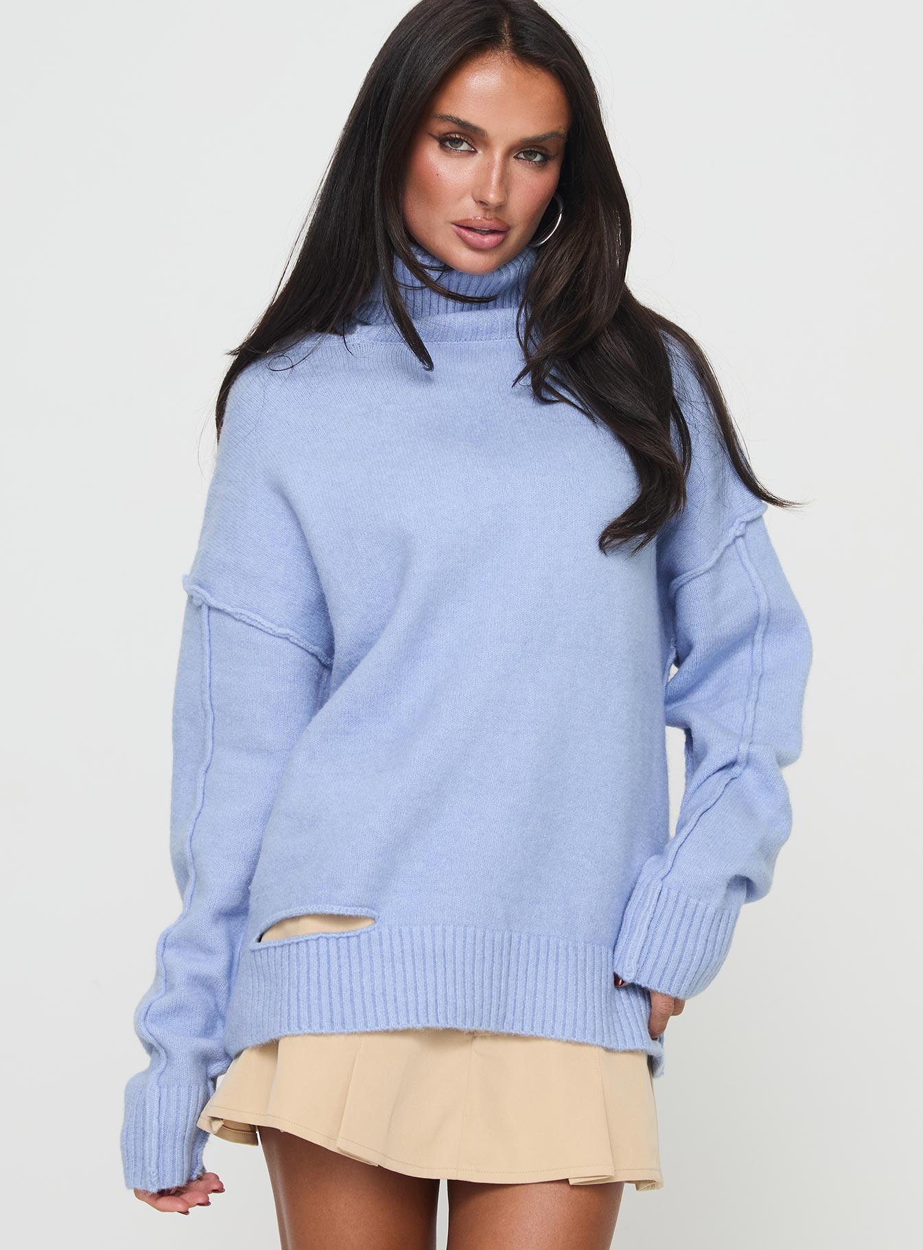 Luminescent Turtleneck Sweater Blue