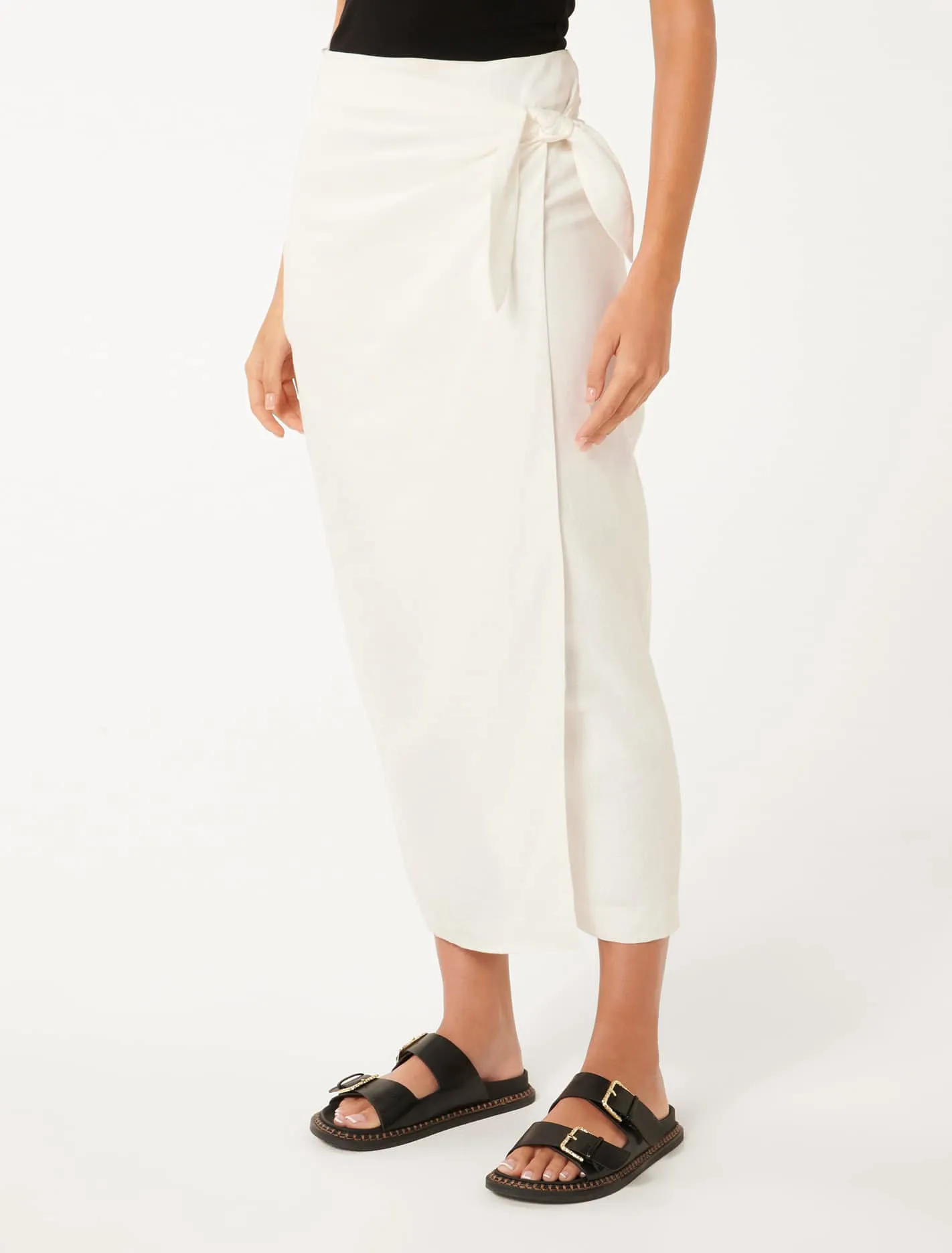 Maeve Linen Wrap Midi Skirt