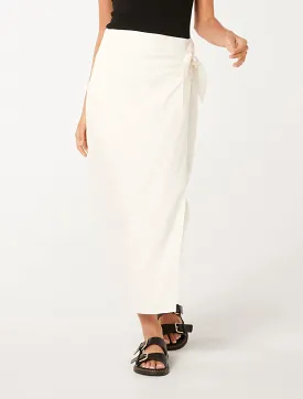 Maeve Linen Wrap Midi Skirt