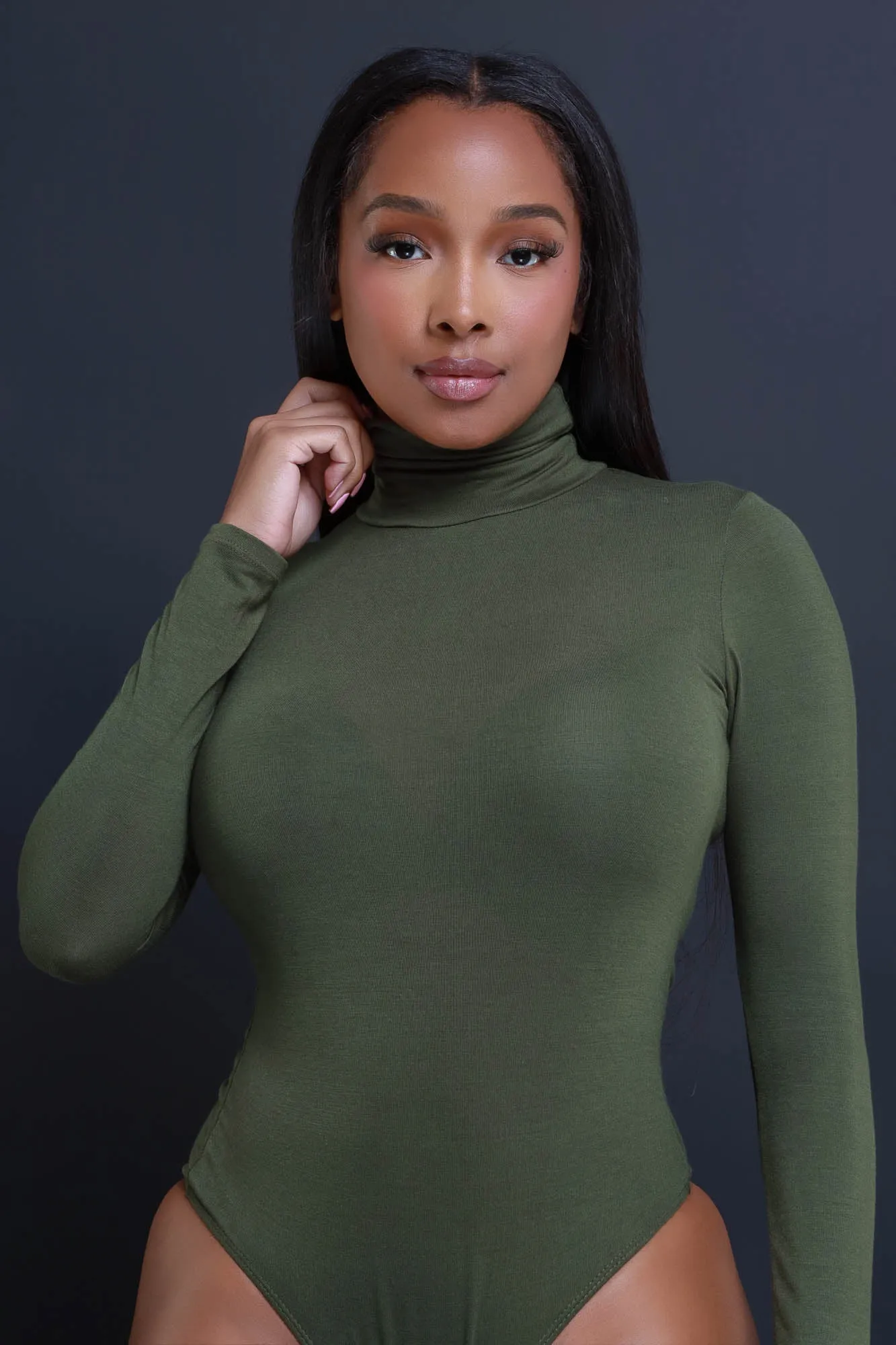 Maneater Turtleneck Bodysuit - Olive